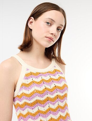 Vestido de ganchillo tricolor