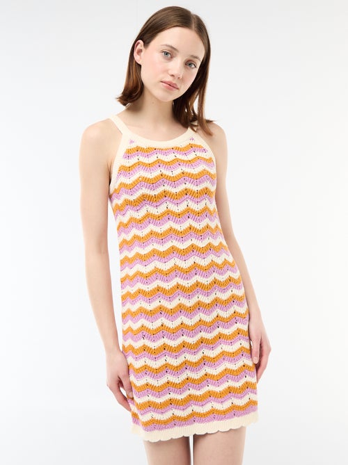 Vestido de ganchillo tricolor - Kiabi