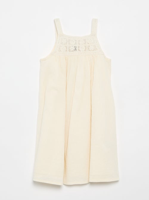 Vestido de ganchillo y crepé - Kiabi