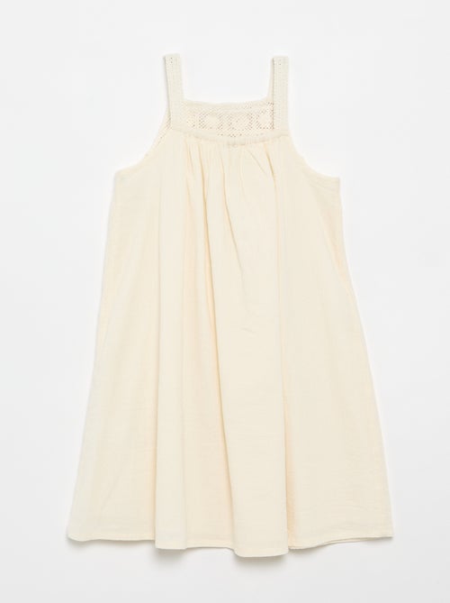 Vestido de ganchillo y crepé - Kiabi