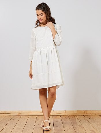 Vestido de gasa bordado - Kiabi