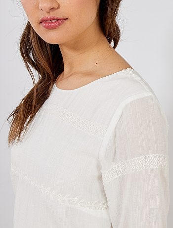 Vestido de gasa bordado - Kiabi