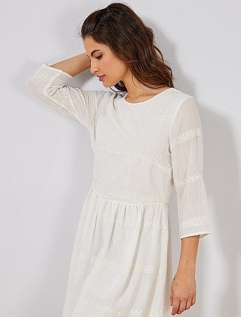 Vestido de gasa bordado - Kiabi