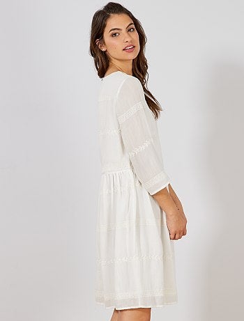 Vestido de gasa bordado - Kiabi