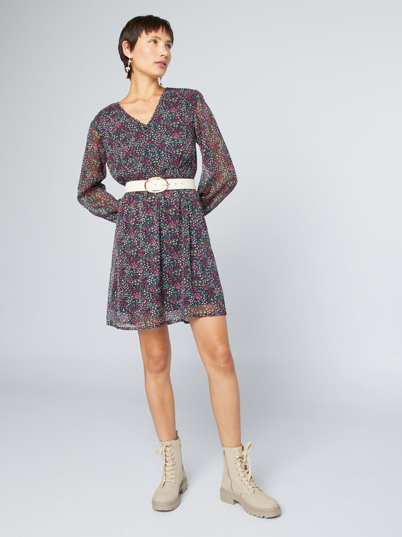 Vestido de gasa corto evasé 'JDY' PURPURA - Kiabi