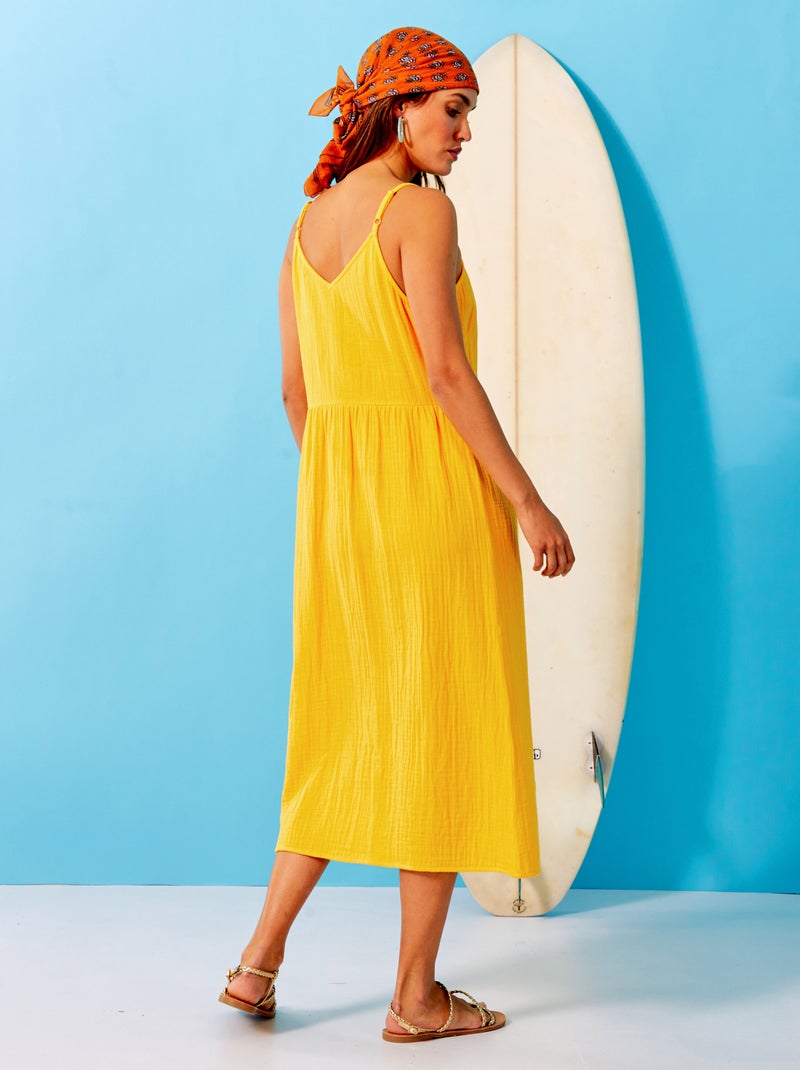 Vestido de gasa de algodón AMARILLO Kiabi