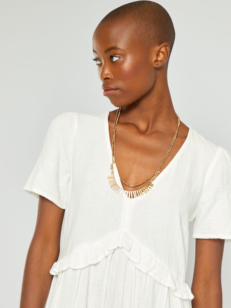 Vestido de gasa de algodón BLANCO - Kiabi