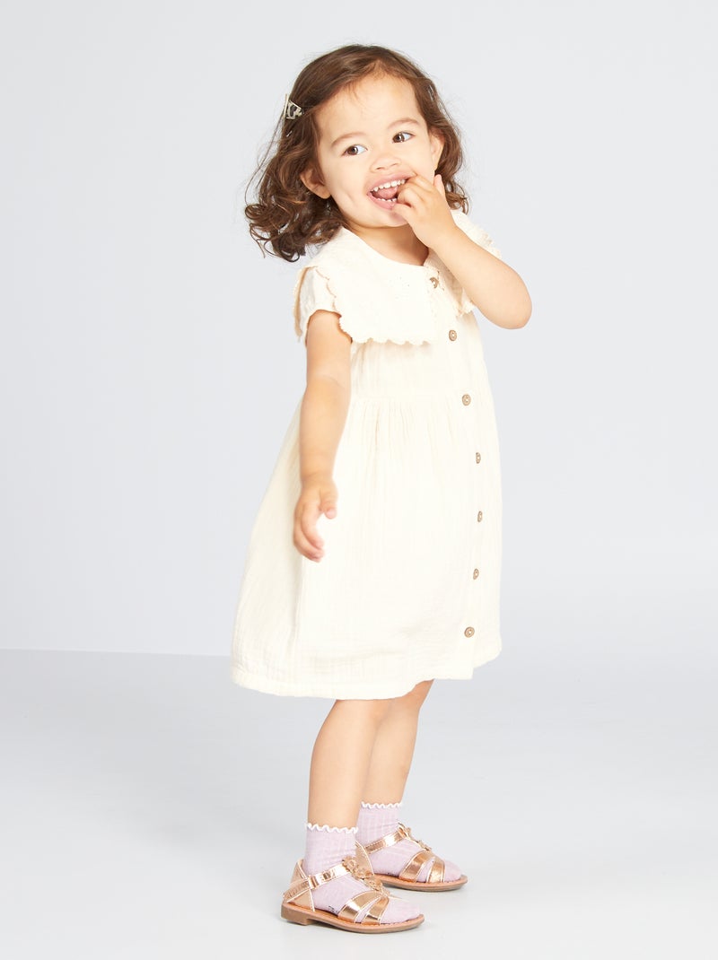 Vestido de gasa de algodón BLANCO - Kiabi