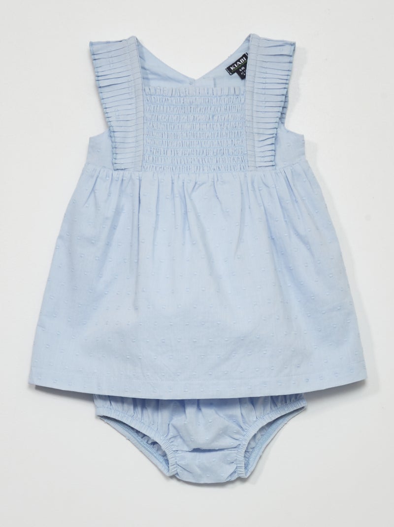 Vestido de gasa de algodón + braguita - 2 piezas AZUL - Kiabi