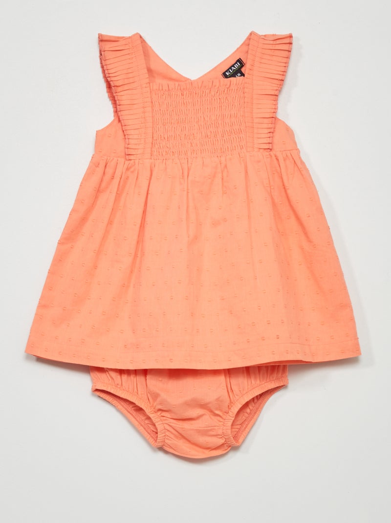 Vestido de gasa de algodón + braguita - 2 piezas ROSA - Kiabi