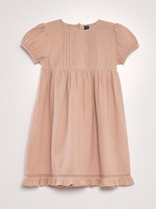 Vestido de gasa de algodón con bordado