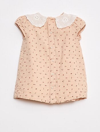 Vestido de gasa de algodón con cuello bebé