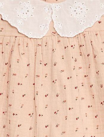 Vestido de gasa de algodón con cuello bebé