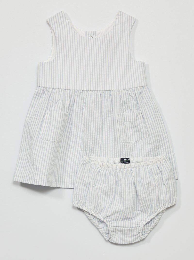 Vestido de gasa de algodón con pololo BLANCO - Kiabi