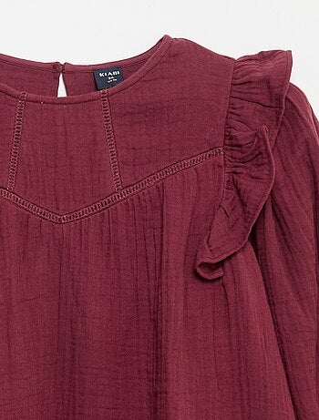 Vestido de gasa de algodón con volantes en las sisas