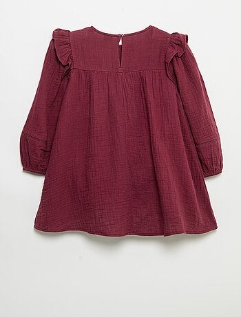 Vestido de gasa de algodón con volantes en las sisas
