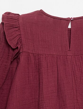 Vestido de gasa de algodón con volantes en las sisas