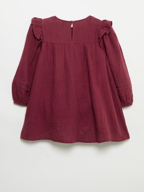Vestido de gasa de algodón con volantes en las sisas - Kiabi