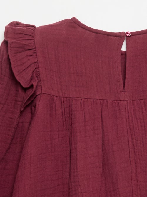 Vestido de gasa de algodón con volantes en las sisas - Kiabi