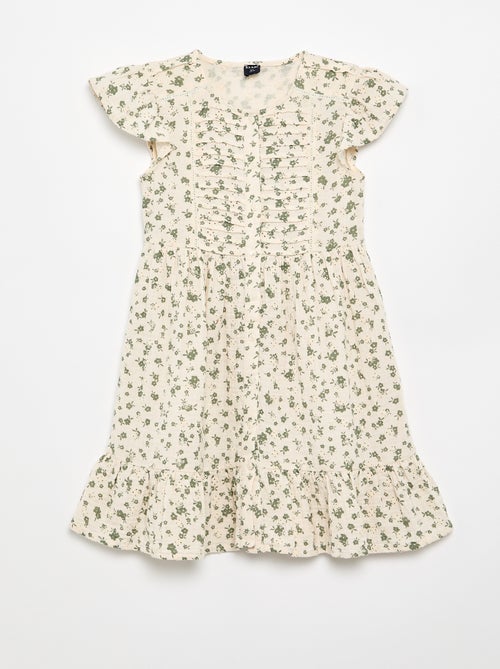 Vestido de gasa de algodón estampado - Kiabi