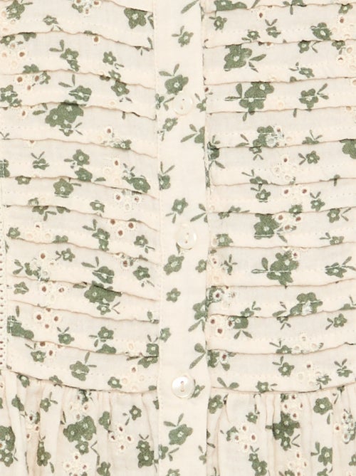Vestido de gasa de algodón estampado - Kiabi