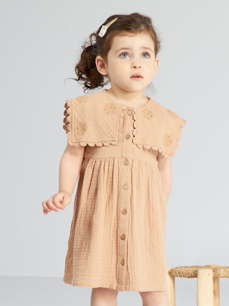 Vestido de gasa de algodón MARRON - Kiabi