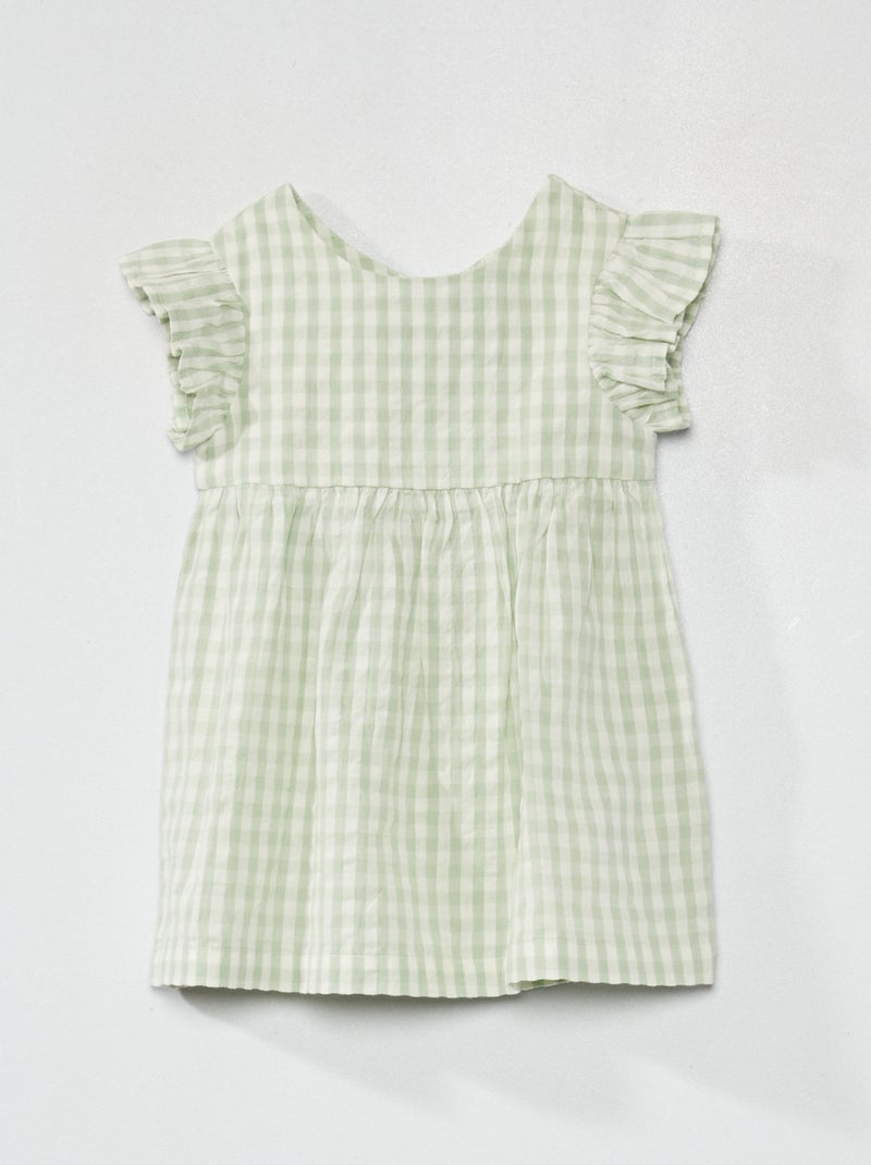 Vestido de gasa de algodón VERDE - Kiabi