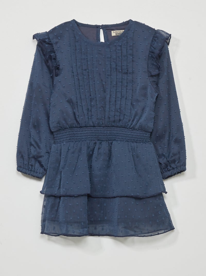 Vestido de gasa de plumeti AZUL - Kiabi