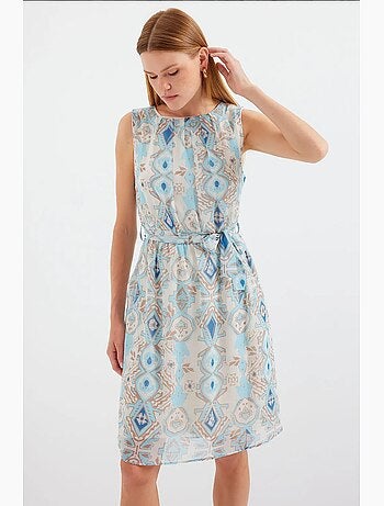Vestido de gasa sin mangas con estampado bdart