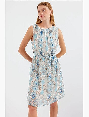 Vestido de gasa sin mangas con estampado bdart
