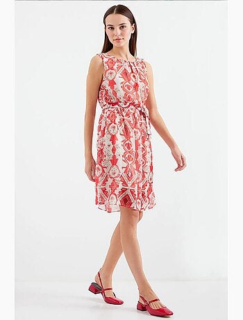 Vestido de gasa sin mangas con estampado bdart