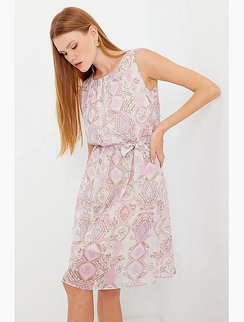 Vestido de gasa sin mangas con estampado bdart
