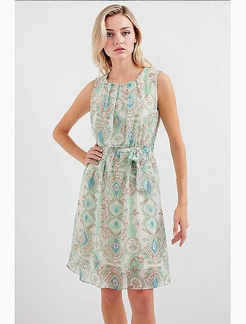 Vestido de gasa sin mangas con estampado bdart