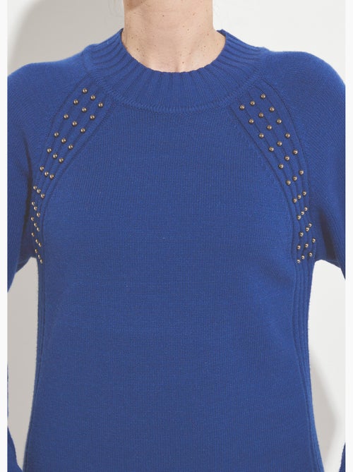 Vestido de jersey de cuello alto con detalles de canalé con cuentas - Afibel - Kiabi