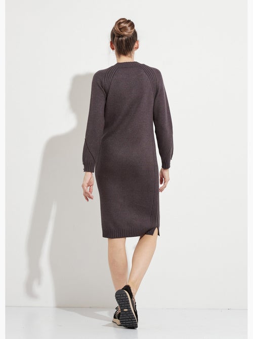 Vestido de jersey de cuello alto con detalles de canalé con cuentas - Afibel - Kiabi