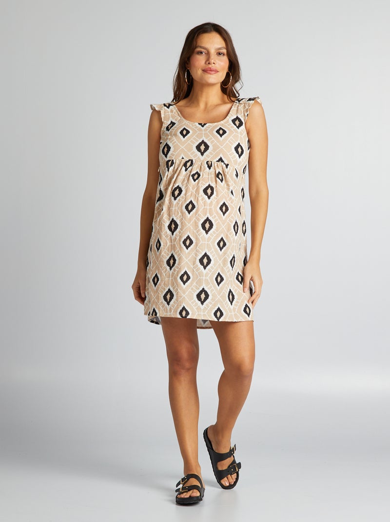 Vestido de lactancia de algodón BEIGE - Kiabi