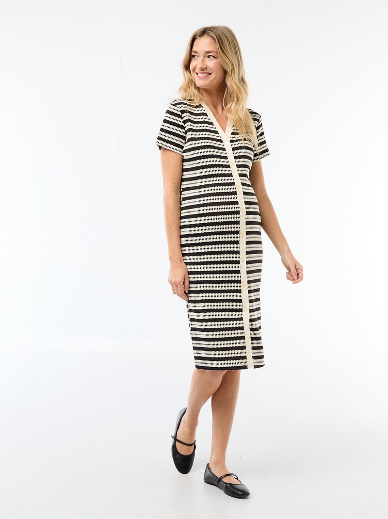 Vestido de lactancia de punto calado Beige - Kiabi