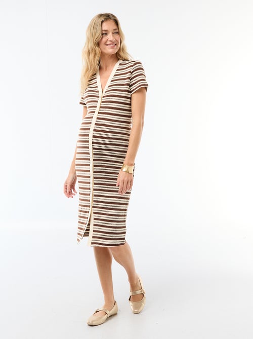 Vestido de lactancia de punto calado - Kiabi