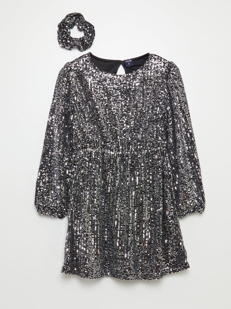 Vestido de lentejuelas + coletero a juego GRIS - Kiabi
