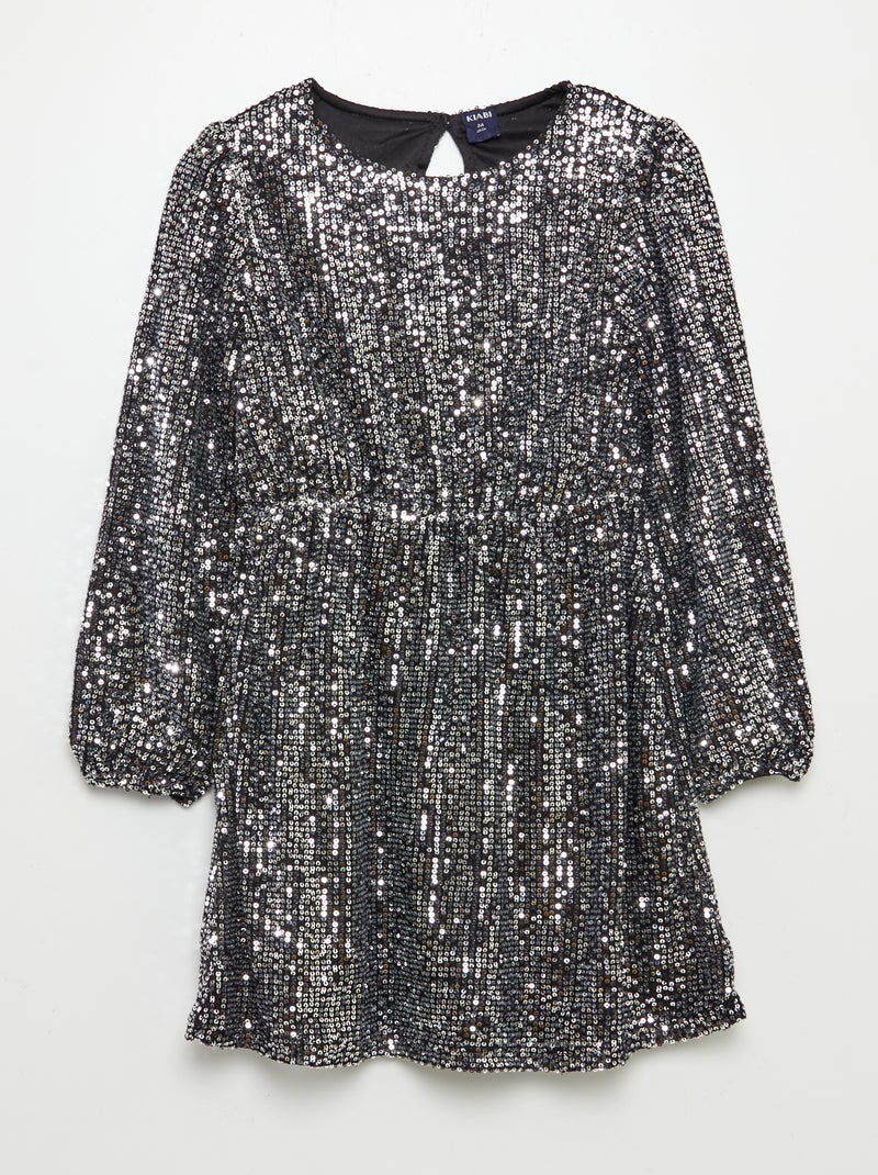 Vestido de lentejuelas + coletero a juego GRIS - Kiabi