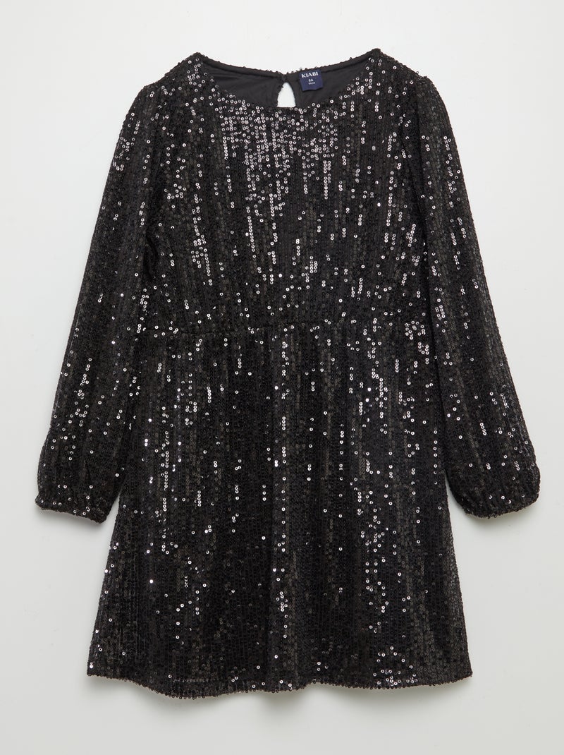 Vestido de lentejuelas + coletero a juego NEGRO - Kiabi
