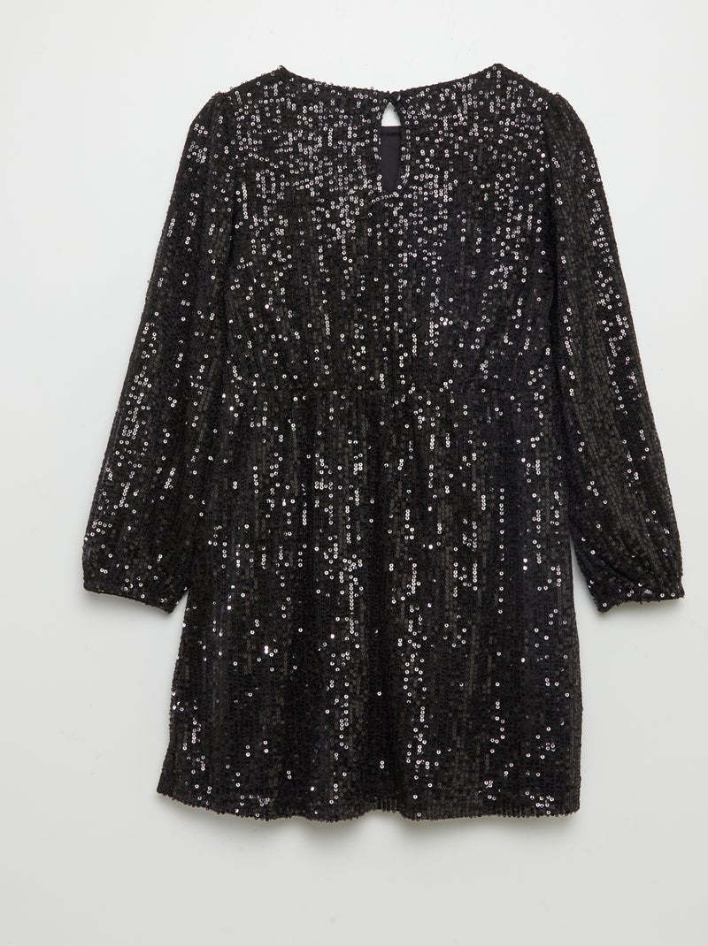 Vestido de lentejuelas + coletero a juego NEGRO - Kiabi