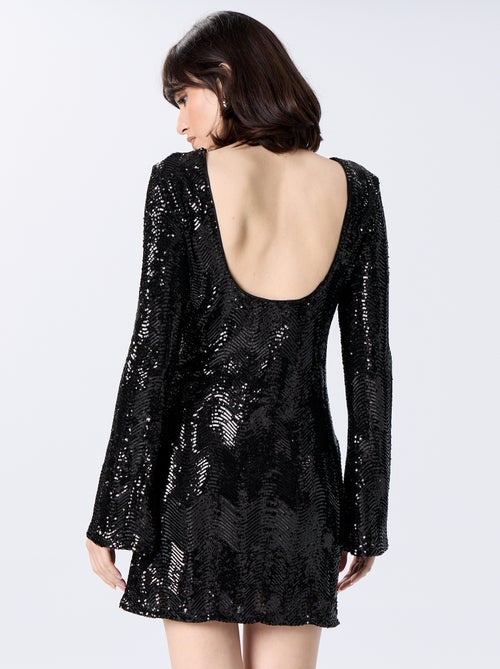 Vestido de lentejuelas con espalda descubierta - Kiabi
