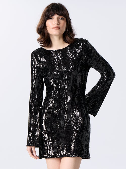 Vestido de lentejuelas con espalda descubierta - Kiabi