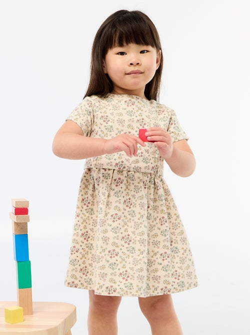 Vestido de lino mezclado con cinturón - Kiabi