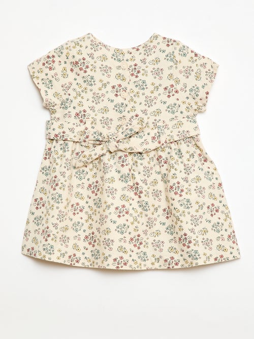 Vestido de lino mezclado con cinturón - Kiabi