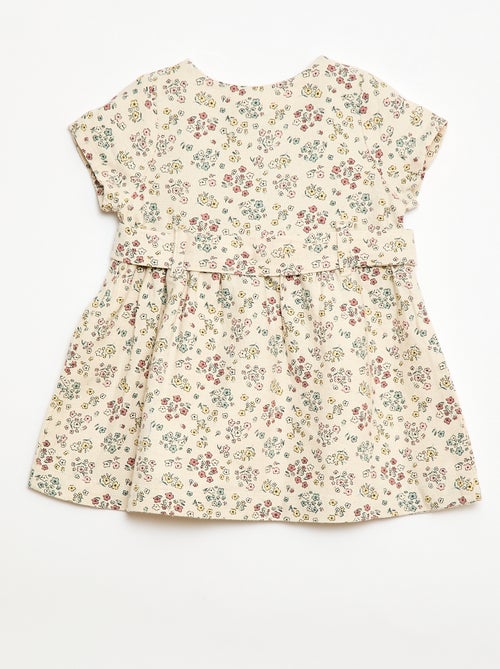 Vestido de lino mezclado con cinturón - Kiabi