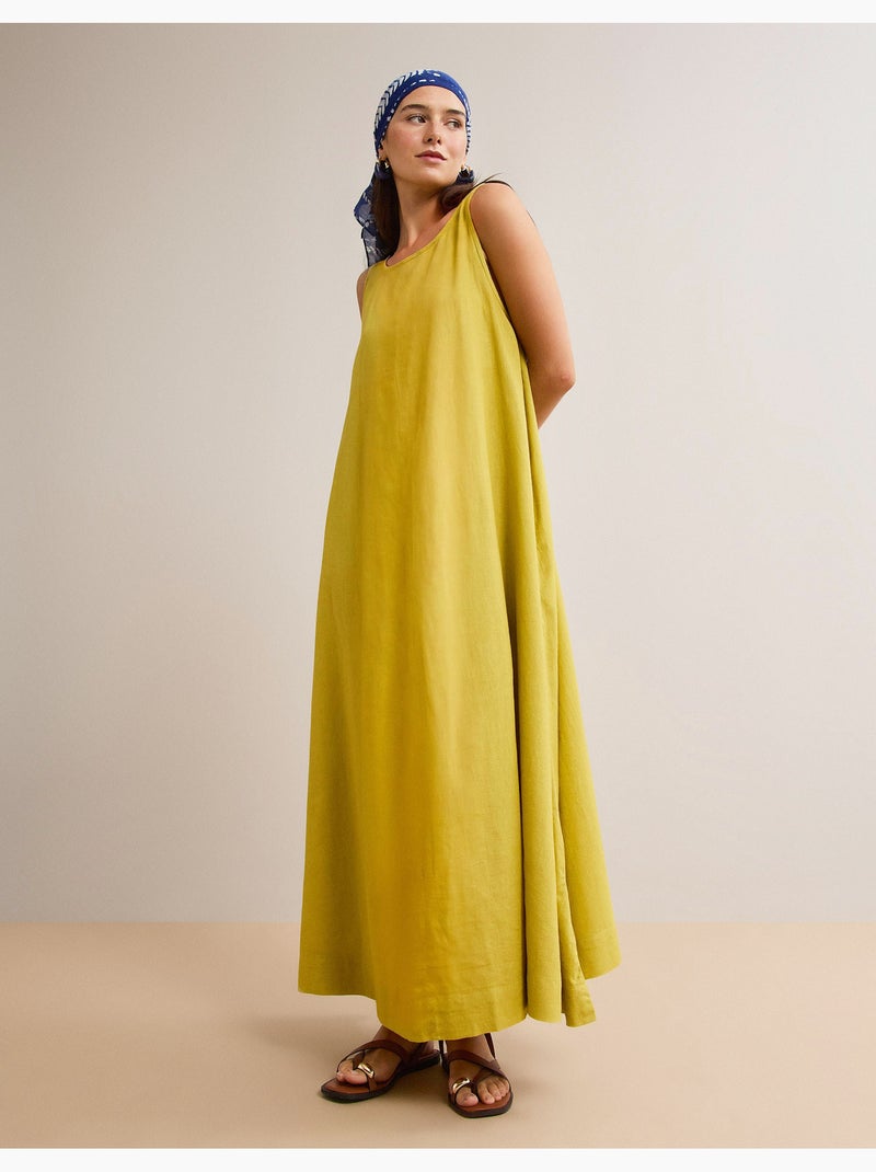Vestido de lino, mo fashion Amarillo - Kiabi