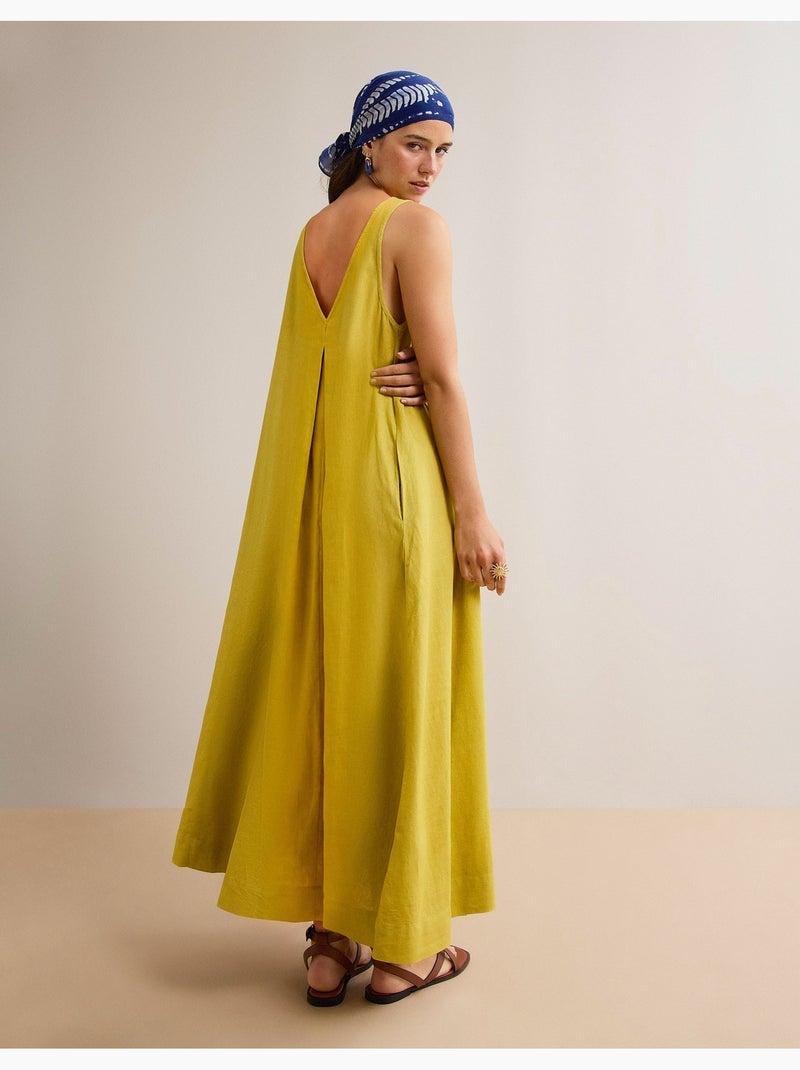Vestido de lino, mo fashion Amarillo - Kiabi