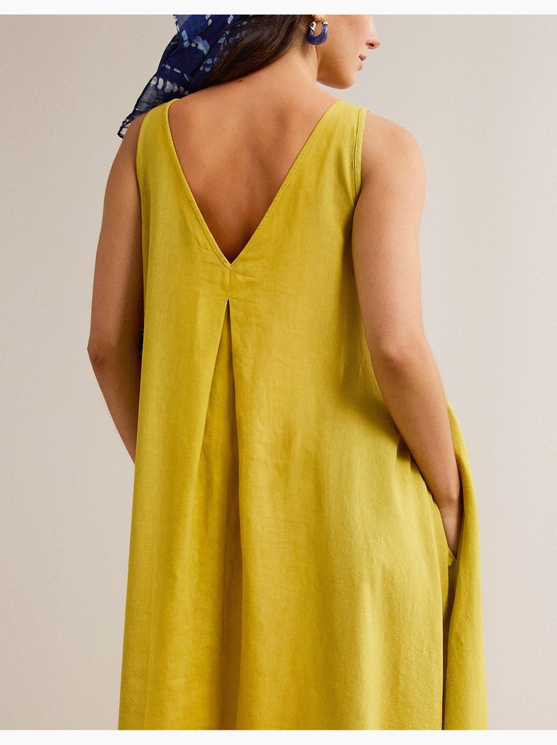 Vestido de lino, mo fashion Amarillo - Kiabi